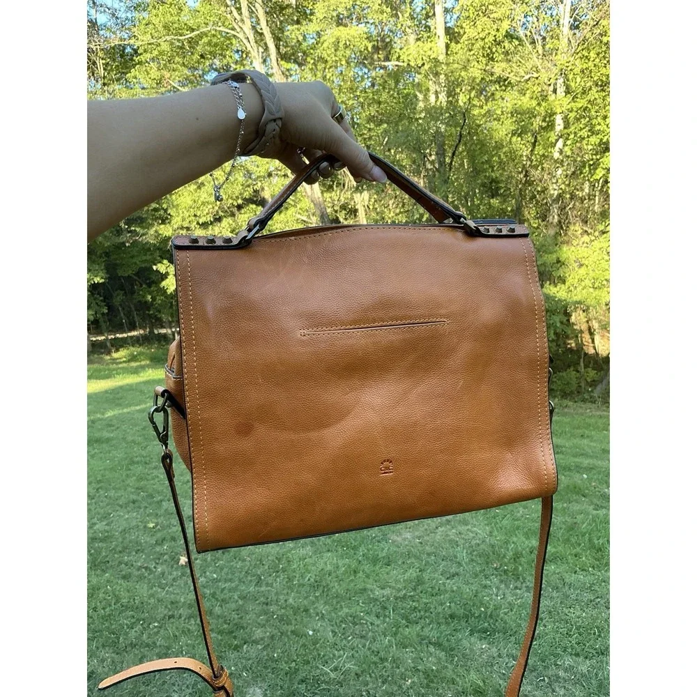 C & C California Leather‎ Bag Satchel Crossbody Tote Womens Bag British Tan